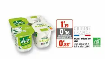 Coccinelle Supermarché Yaourt Nature Bio Vrai offre