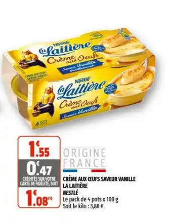 Coccinelle Supermarché Crème Aux Oeufs Saveur Vanille La Laitière offre