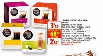 Coccinelle Supermarché 16 Capsules De Cafè Dolce Gusto offre