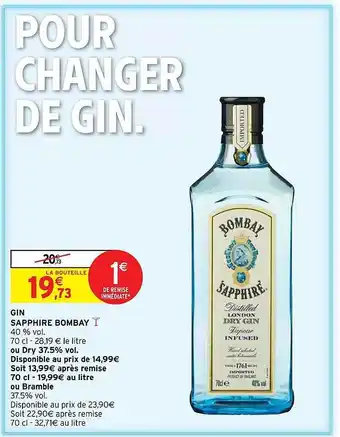 Intermarché Gin Sapphire Bombay offre