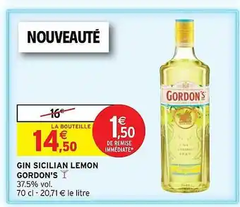 Intermarché Gin Sician Lemon Gordon's offre