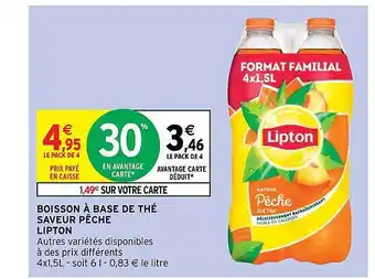 Intermarché Boisson à Base De Thé Saveur Pêche Lipton offre