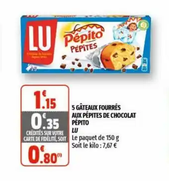 Coccinelle Supermarché 5 Gateaux Fourrès Au Pèpites De Chocolat Pèpito offre