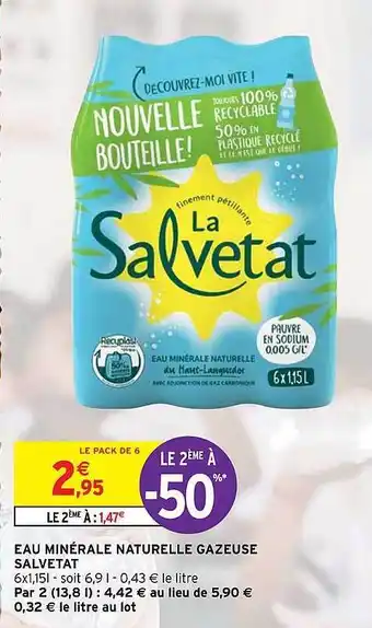 Intermarché Eau Minérale Naturelle Gazeuse Salvetat offre