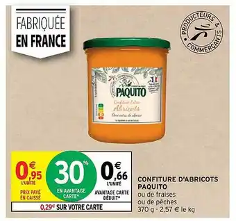 Intermarché Confiture D'abricots Paquito offre