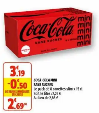 Coccinelle Supermarché Coca-Cola Mini Sans Sucres offre
