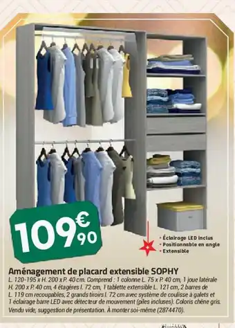Bricorama Amènagement De Placard Extensible SOPHY offre
