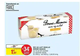 Intermarché Riz Au Lait Vanille Bonne Maman offre