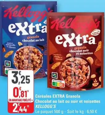 G20 Céréales extra granola chocolat au lait ou noir et noisettes kellogg's offre