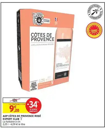 Intermarché Contact Aop Côtes De Provence Rosé Expert Club offre