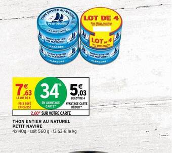 Intermarché Contact Thon Entier Au Naturel Petit Navire offre