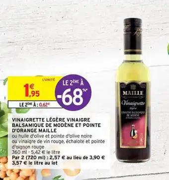 Intermarché Contact Vinaigrette Légère Vinaigre Balsamique De Modène Et Pointe D'orange Maille offre