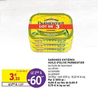 Sardines Entières Huile D'olive Parmentier