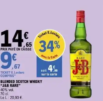 E.Leclerc "J&B RARE" Blended scotch whisky offre