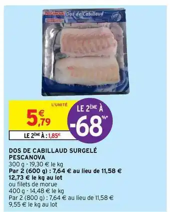 Dos De Cabillaud Surgelé Pescanova