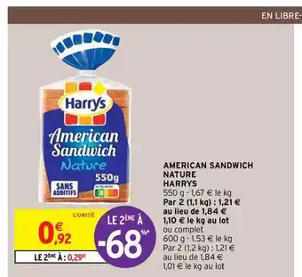 Intermarché Contact American Sandwich Nature Harrys offre