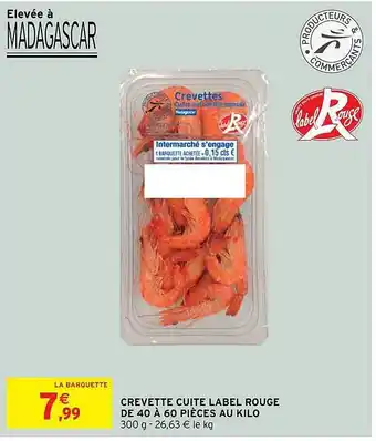 Crevette Cuite Label Rouge De 40 à 60 Pièces Au Kilo
