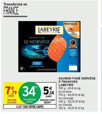Intermarché Express Saumon Fumé Norvège 5 Tranches Labeyrie offre