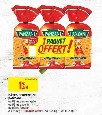 Intermarché Express Pâtes Serpentini Panzani offre