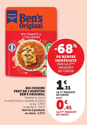 Bi1 Riz cuisine pret en 2 minutes ben's original offre