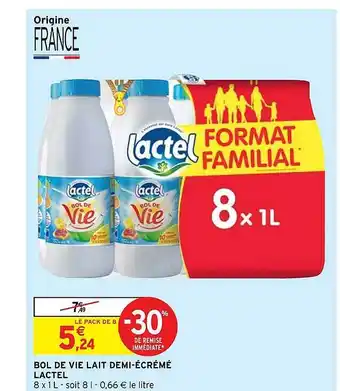 Intermarché Express Bol De Vie Lait Demi-écrémé Lactel offre