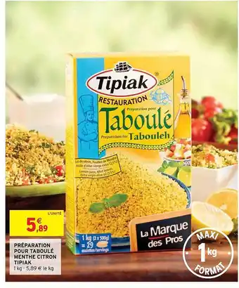 Intermarché Hyper Préparation Pour Taboulé Menthe Citron Tipiak offre