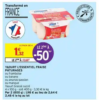 Intermarché Hyper Yaourt L'essentiel Fraise Pâturages offre