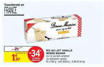 Intermarché Hyper Riz Au Lait Vanille Bonne Maman offre