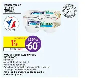 Intermarché Hyper Yaourt Pur Brebis Nature Pâturages offre