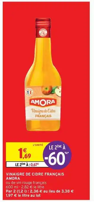 Intermarché Hyper Vinaigre De Cidre Français Amora offre