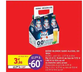 Intermarché Hyper Bière Blonde Sans Alcool Oo 1664 offre