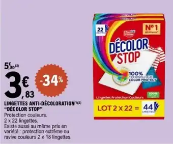 E.Leclerc DECOLOR STOP Lingettes anti-décoloration offre