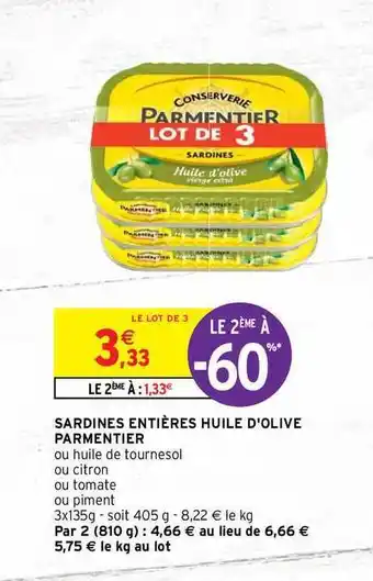 Intermarché Hyper Sardines Entières Huile D'olive Parmentier offre