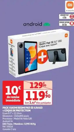 Auchan XIAOMI Pack xiaomi pad se 4/64go + coque de protection offre