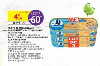 Intermarché Hyper Filets De Maquereaux Sans Arôme Ajouté Moutarde Petit Navire offre
