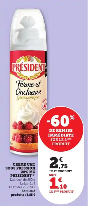 Bi1 Creme uht sous pression 28% mg president offre