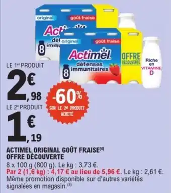 E.Leclerc Actimel original goût fraise offre découverte offre