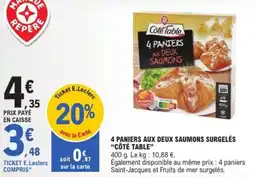 E.Leclerc 4 paniers aux deux saumons surgelés côté table offre