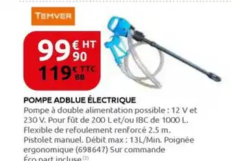 Rural Master TEMVER Pompe adblue électrique offre