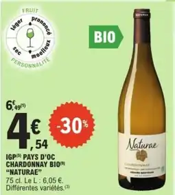 E.Leclerc Igp pays d'oc chardonnay bio naturae offre
