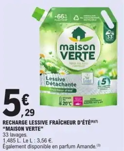 E.Leclerc Recharge lessive fraîcheur d'été maison verte offre