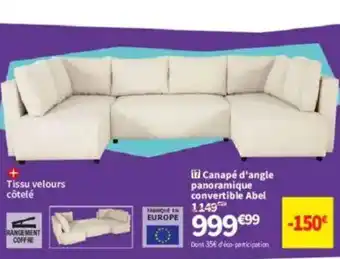 Conforama Canapé d'angle panoramique convertible Abel offre