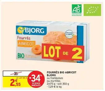 Intermarché Hyper Fourrés Bio Abricot Bjorg offre