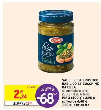 Intermarché Hyper Sauce Pesto Rustico Basilico Et Zucchine Barilla offre