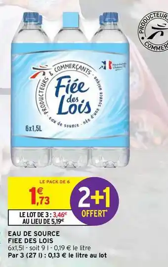 Intermarché Hyper Eau De Source Fiée Des Lois offre