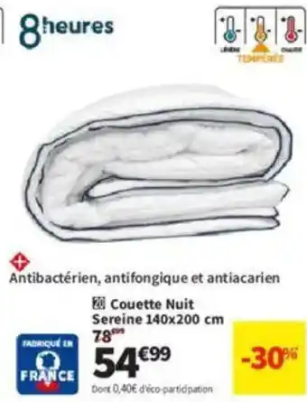 Conforama Couette Nuit Sereine 140x200 cm offre