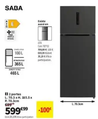 Conforama SABA 2 portes offre