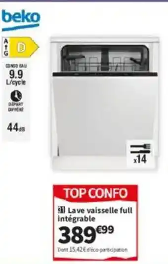 Conforama BEKO Lave vaisselle full intégrable offre