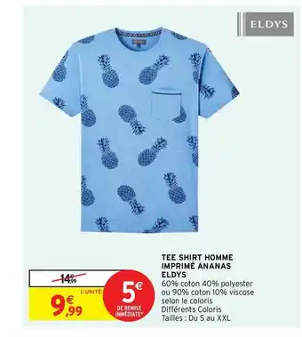 Intermarché Hyper Tee Shirt Homme Imprimé Ananas Eldys offre