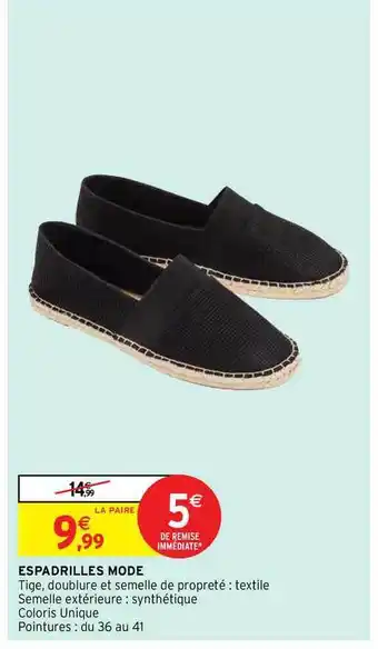 Intermarché Hyper Espadrilles Mode offre